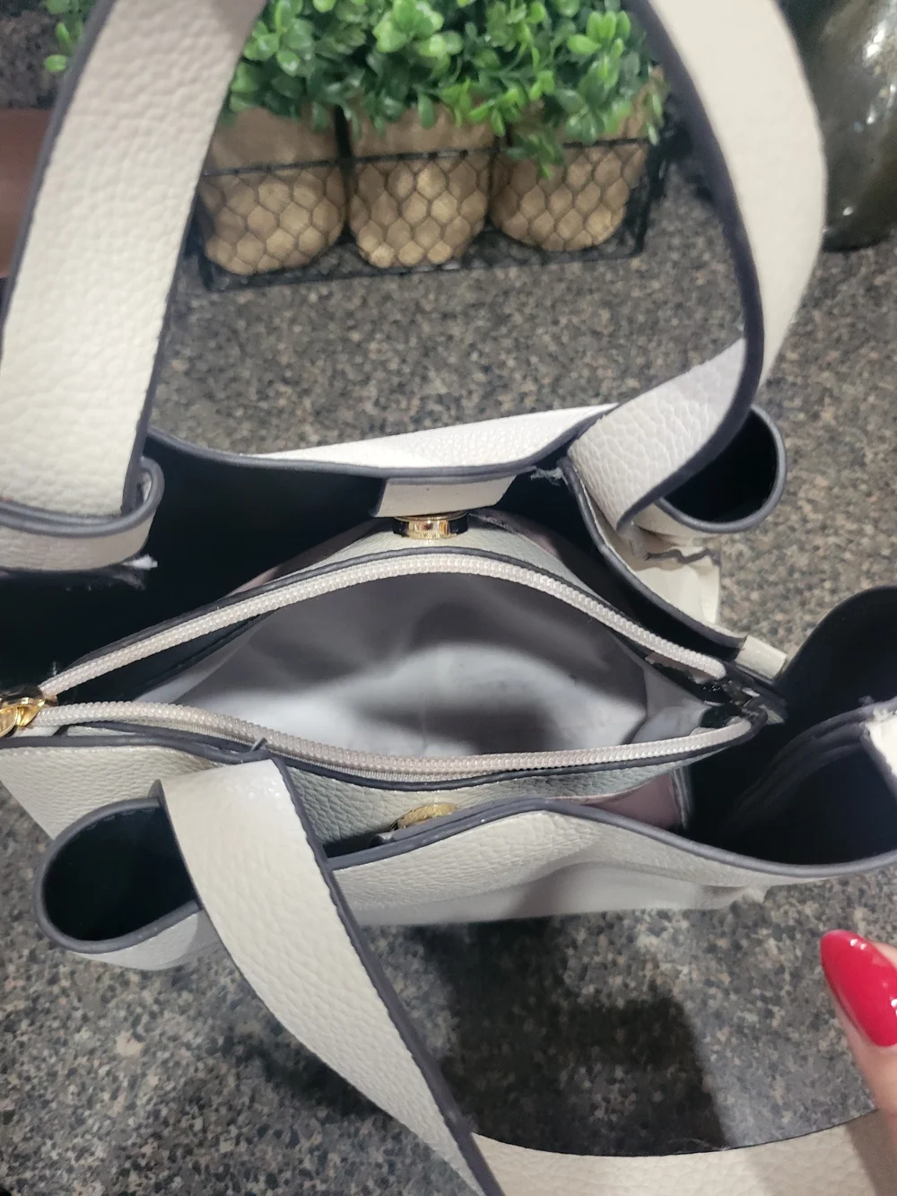 kate spade Cream Pebbled Leather Shoulder Bag with Gold Logo
